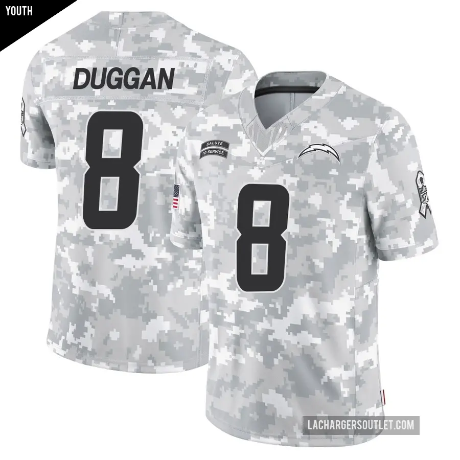 Youth Los Angeles Chargers ＃8 Max Duggan Arctic Camo Limited 2024 Salute to Service Jersey
