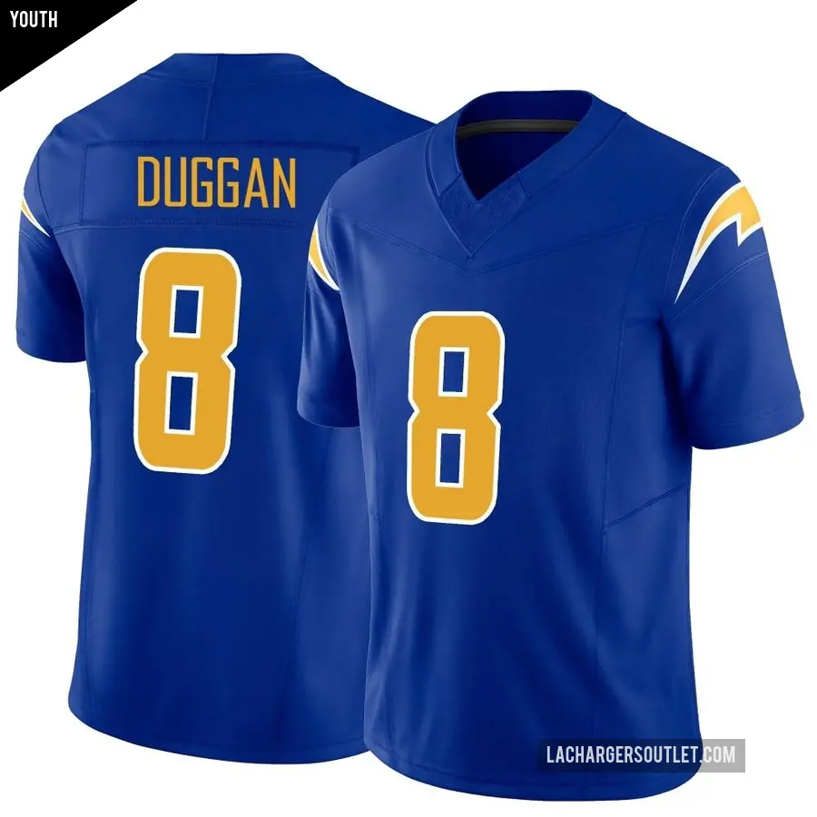 Youth Los Angeles Chargers ＃8 Max Duggan Royal Limited Vapor F.U.S.E. Jersey