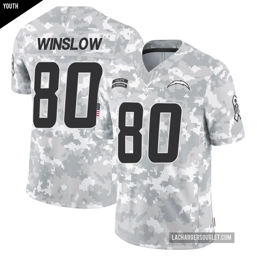 Youth Los Angeles Chargers ＃80 Kellen Winslow Arctic Camo Limited 2024 Salute to Service Jersey