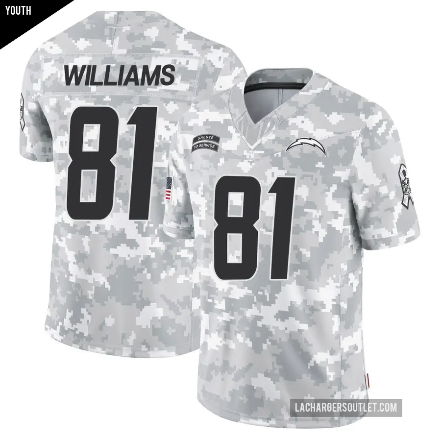 Youth Los Angeles Chargers ＃81 Mike Williams Arctic Camo Limited 2024 Salute to Service Jersey