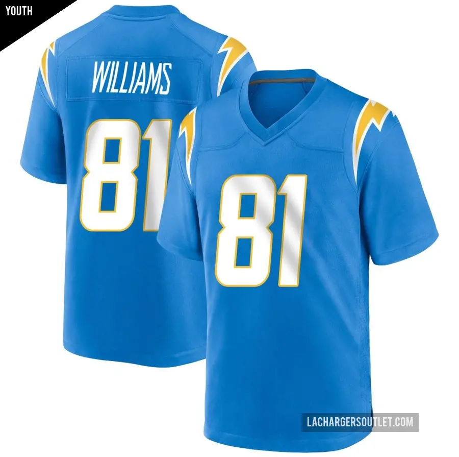 Youth Los Angeles Chargers ＃81 Mike Williams Blue Game Powder Alternate Jersey