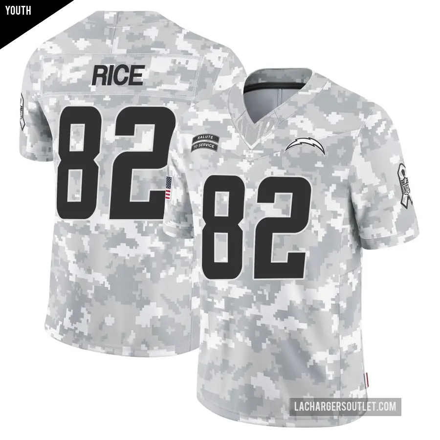 Youth Los Angeles Chargers ＃82 Brenden Rice Arctic Camo Limited 2024 Salute to Service Jersey