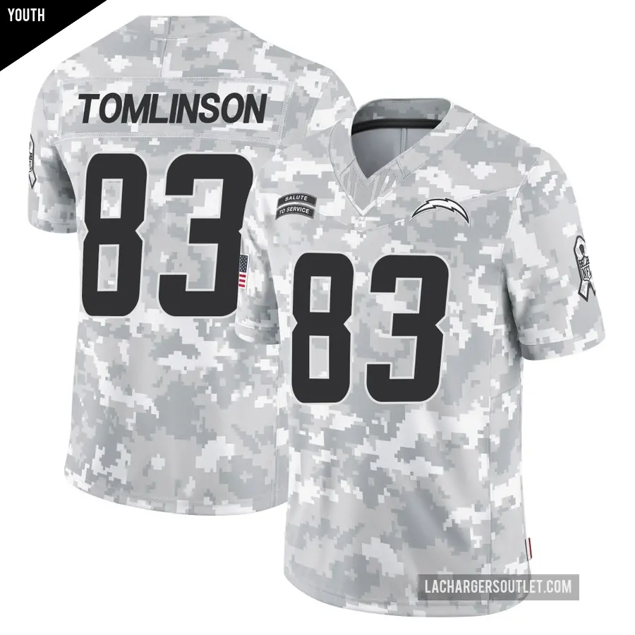 Youth Los Angeles Chargers ＃83 Eric Tomlinson Arctic Camo Limited 2024 Salute to Service Jersey