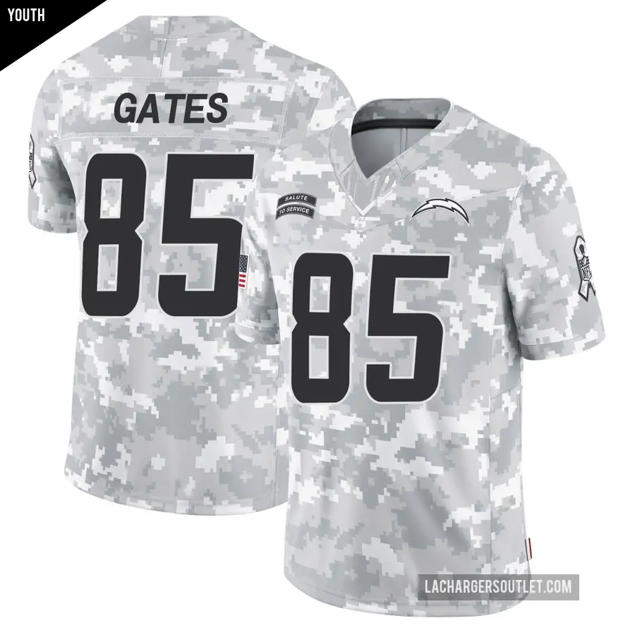 Youth Los Angeles Chargers ＃85 Antonio Gates Arctic Camo Limited 2024 Salute to Service Jersey