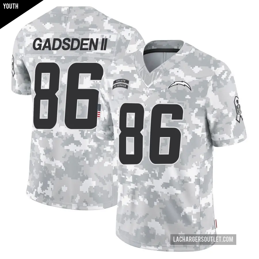 Youth Los Angeles Chargers ＃86 Oronde Gadsden II Arctic Camo Limited 2024 Salute to Service Jersey