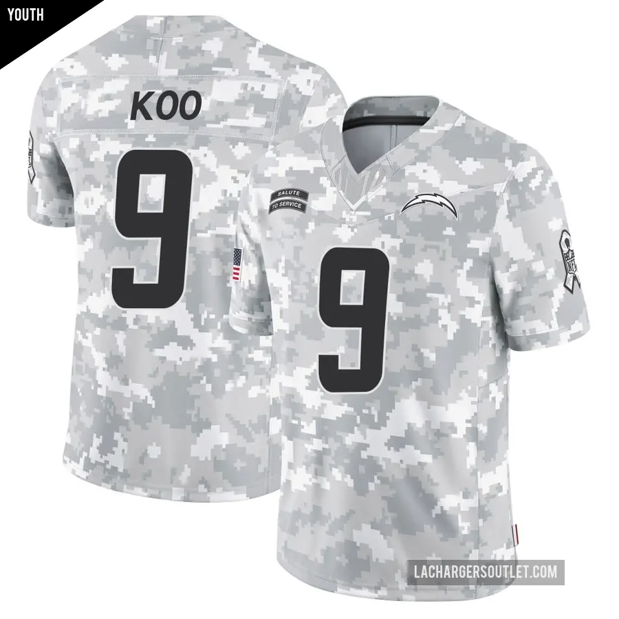 Youth Los Angeles Chargers ＃9 Younghoe Koo Arctic Camo Limited 2024 Salute to Service Jersey