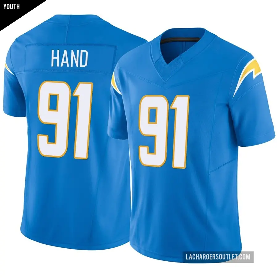 Youth Los Angeles Chargers ＃91 Da'Shawn Hand Blue Limited Powder Vapor F.U.S.E. Jersey